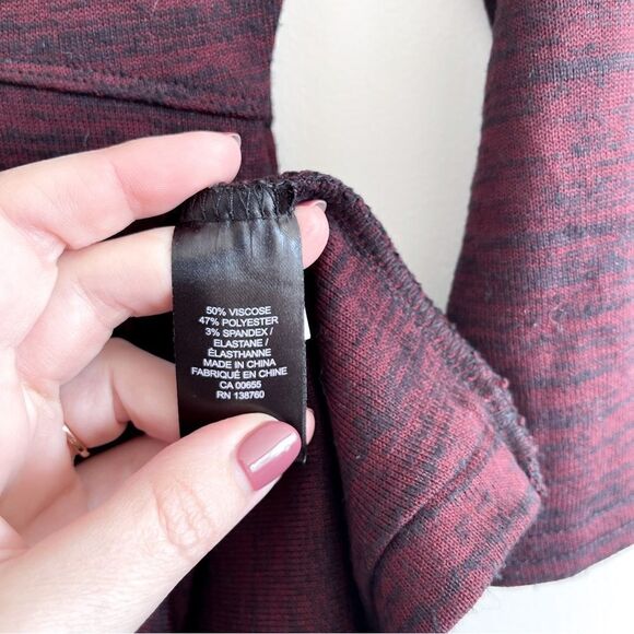 RW & CO. Sweater Knit Dress V-Neck Crossover Neckline Burgundy Black Women's S - Picture 5 of 11